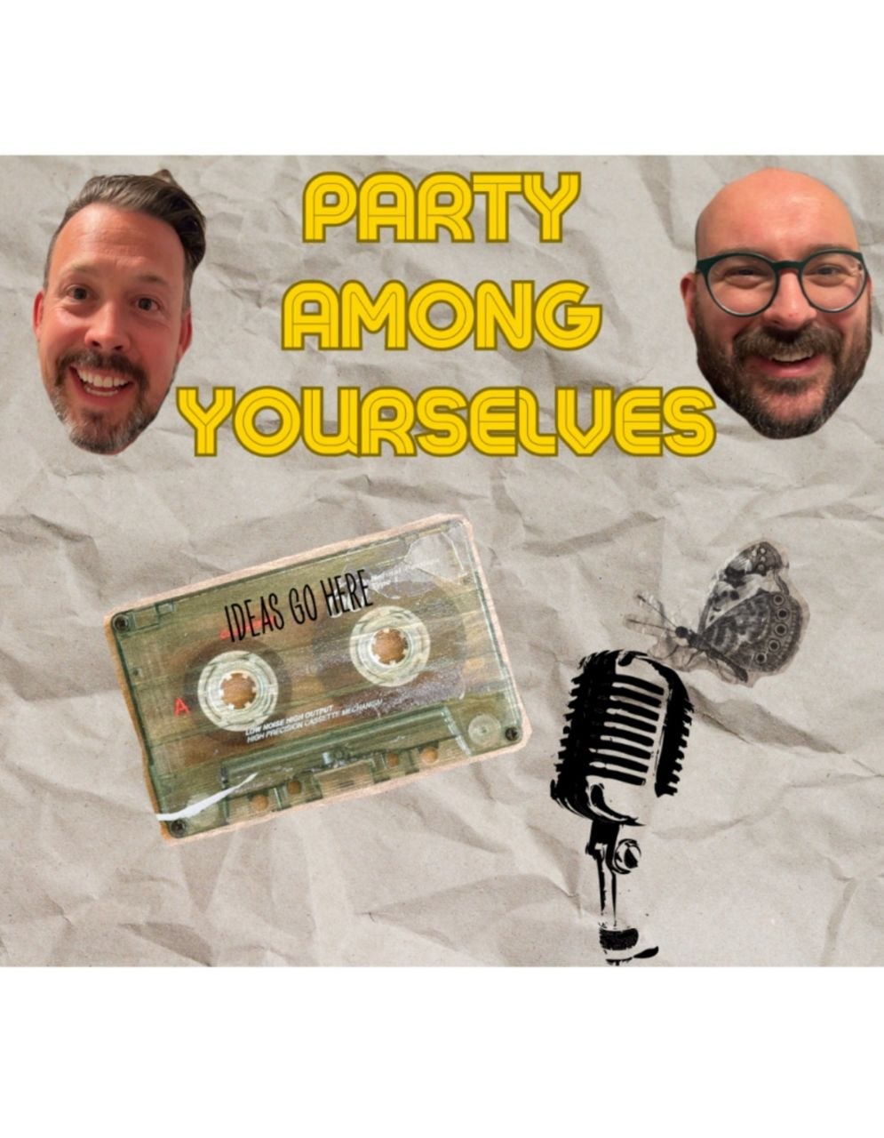 Party Among Yourselves official podcast logo with hosts